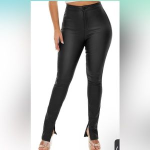 Women High Waisted Leather Pants